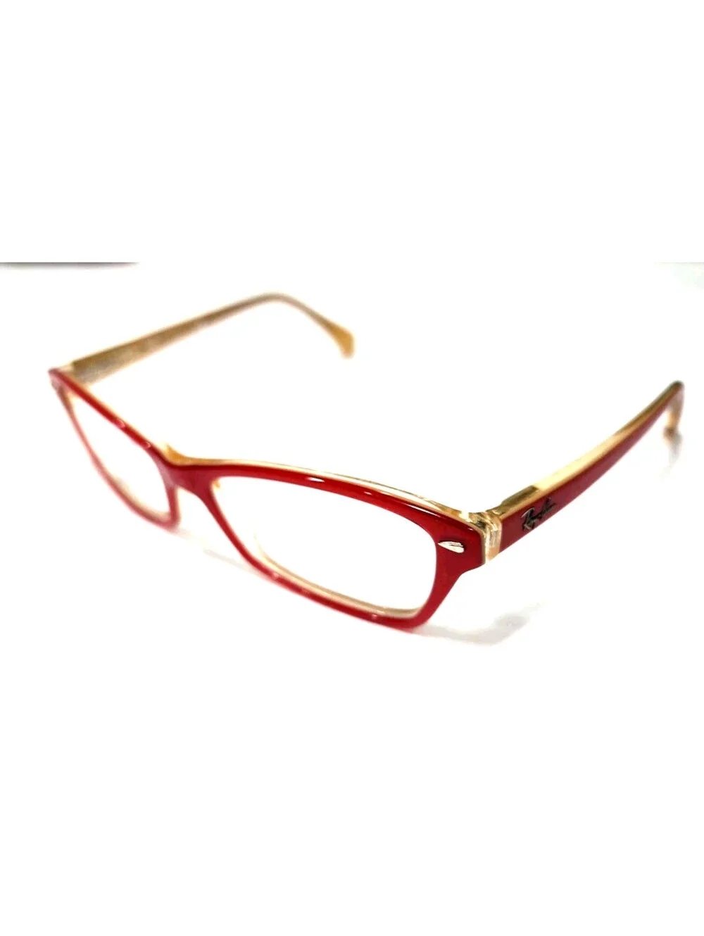 Ray Ban RB5256 5191 Glossy Red Crystal Brown Rectangle Eyeglasses 54-16 135